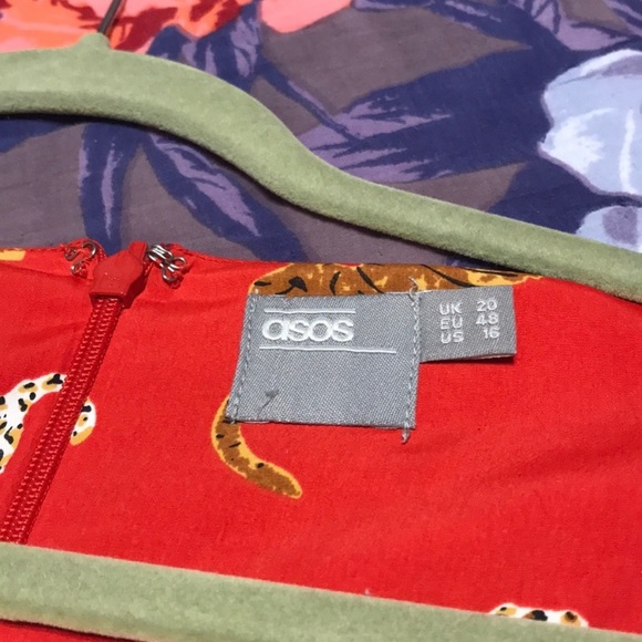 ASOS Red-Orange Tiger-Print Dress - Picture 3 of 6
